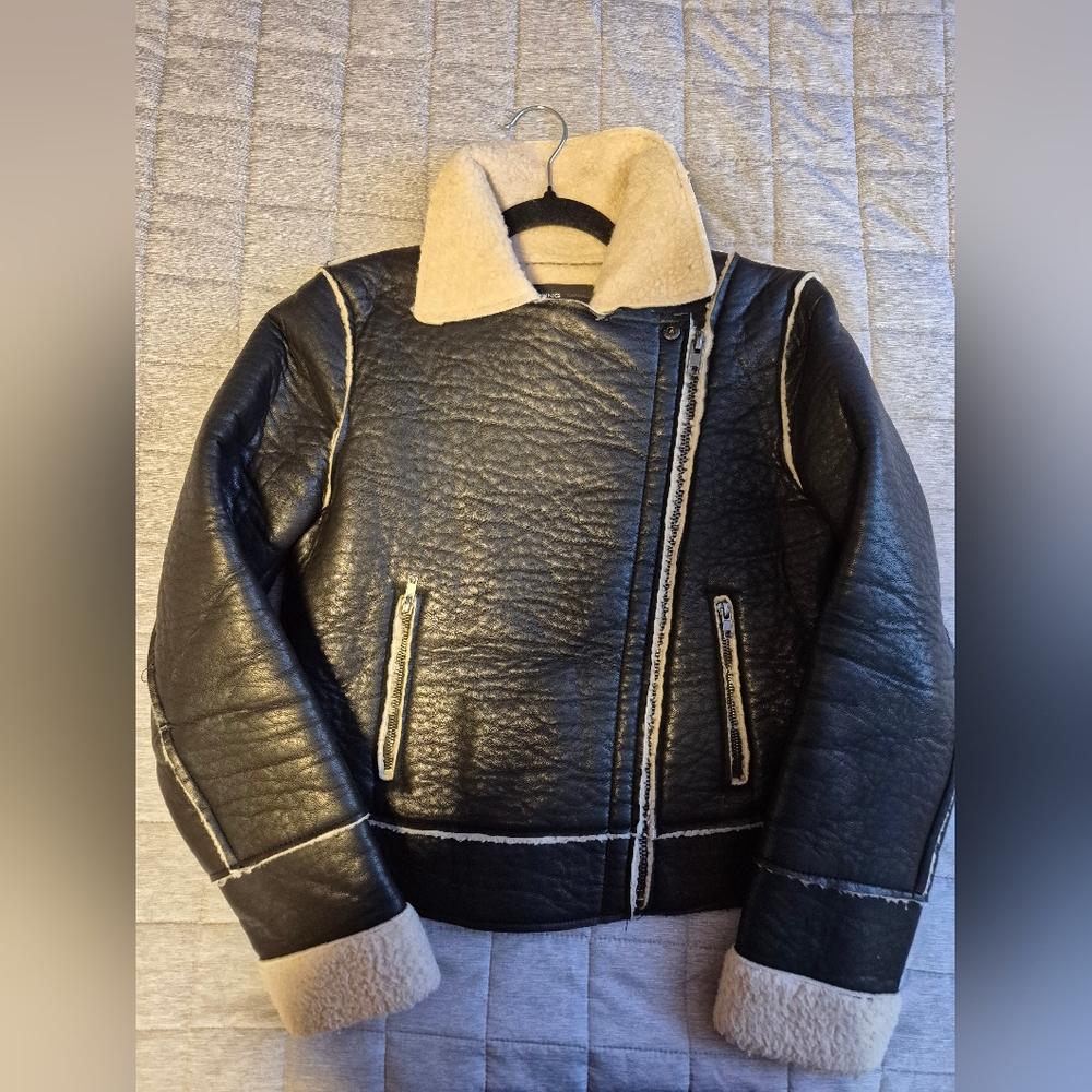 Leather-Effect Shearling Lining Jacket Fall - Picture 2 of 16